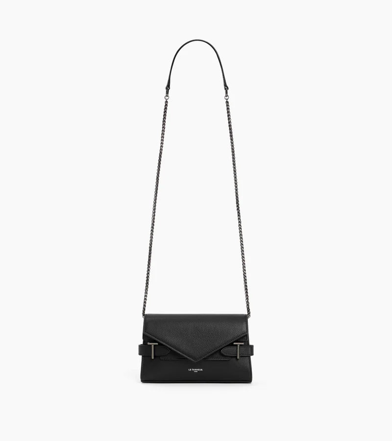 Le Tanneur Emilie Sac pochette avec bandoulière double rabat Noir TEMI1056N01