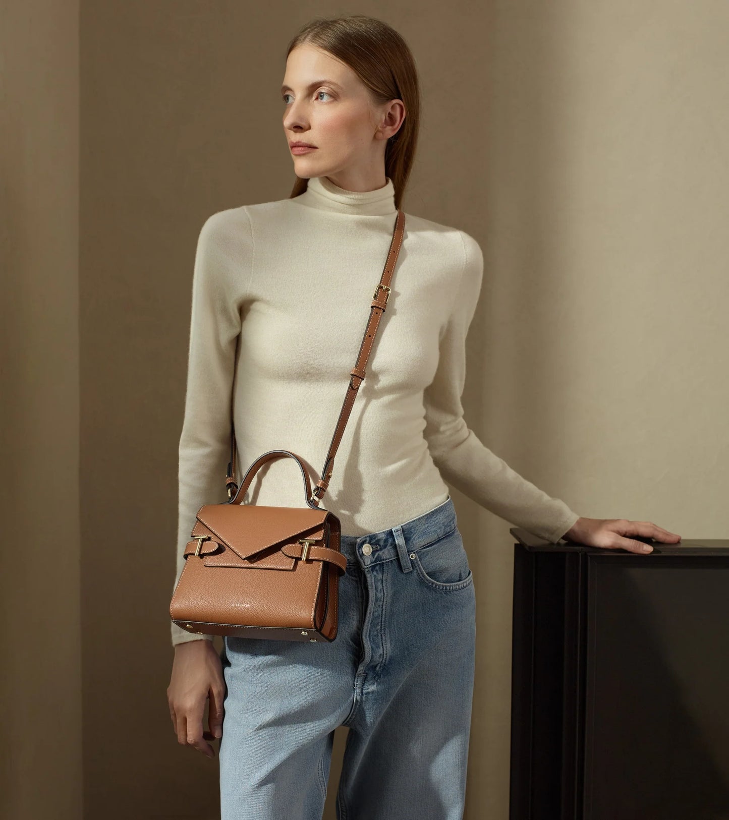 Le Tanneur Emilie Petit sac à main double rabat Marron Tan TEMI1006G05