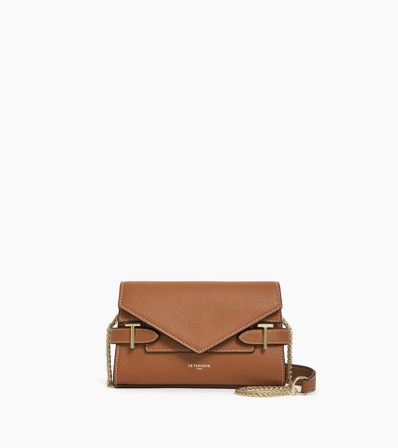 Le Tanneur Emilie Sac pochette avec bandoulière double rabat Marron Tan TEMI1056G05