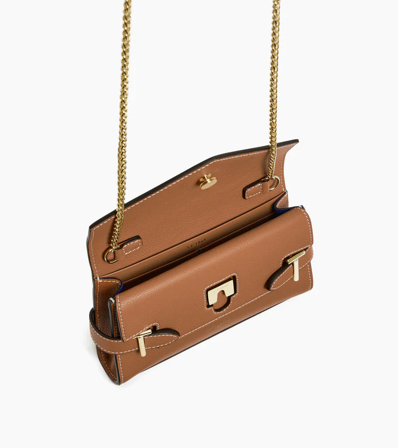 Le Tanneur Emilie Sac pochette avec bandoulière double rabat Marron Tan TEMI1056G05