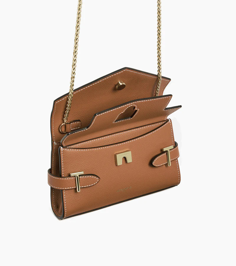 Le Tanneur Emilie Sac pochette avec bandoulière double rabat Marron Tan TEMI1056G05