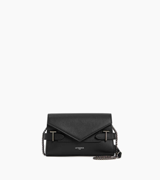 Le Tanneur Emilie Sac pochette avec bandoulière double rabat Noir TEMI1056N01