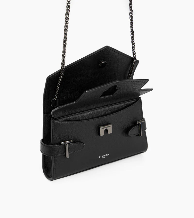 Le Tanneur Emilie Sac pochette avec bandoulière double rabat Noir TEMI1056N01