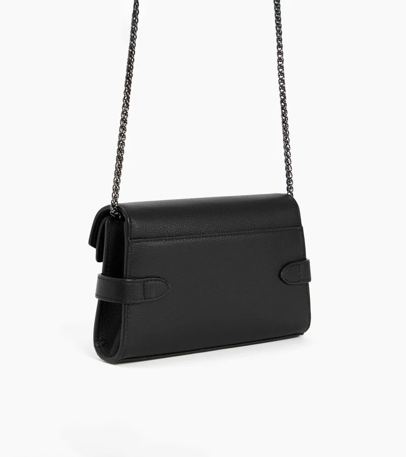Le Tanneur Emilie Sac pochette avec bandoulière double rabat Noir TEMI1056N01